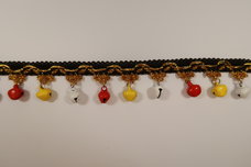 Oeteldonk band, belletjes, zwart/goud met rood wit geel