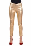 Stretchbroek disco dames metallic goud