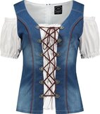 Tiroler / Oktoberfest blouse, blauw/wit.