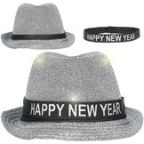 Trilby Hoed 'Happy New Year' met LED