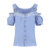 Miederblouse dames, blauw/wit geruit